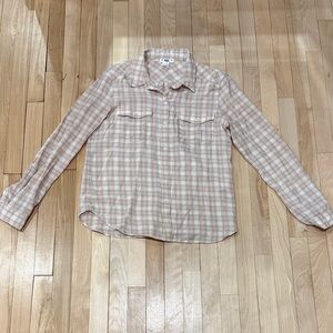 PAIGE Beige and pink cotton Checkered long sleeve plaid Shirt